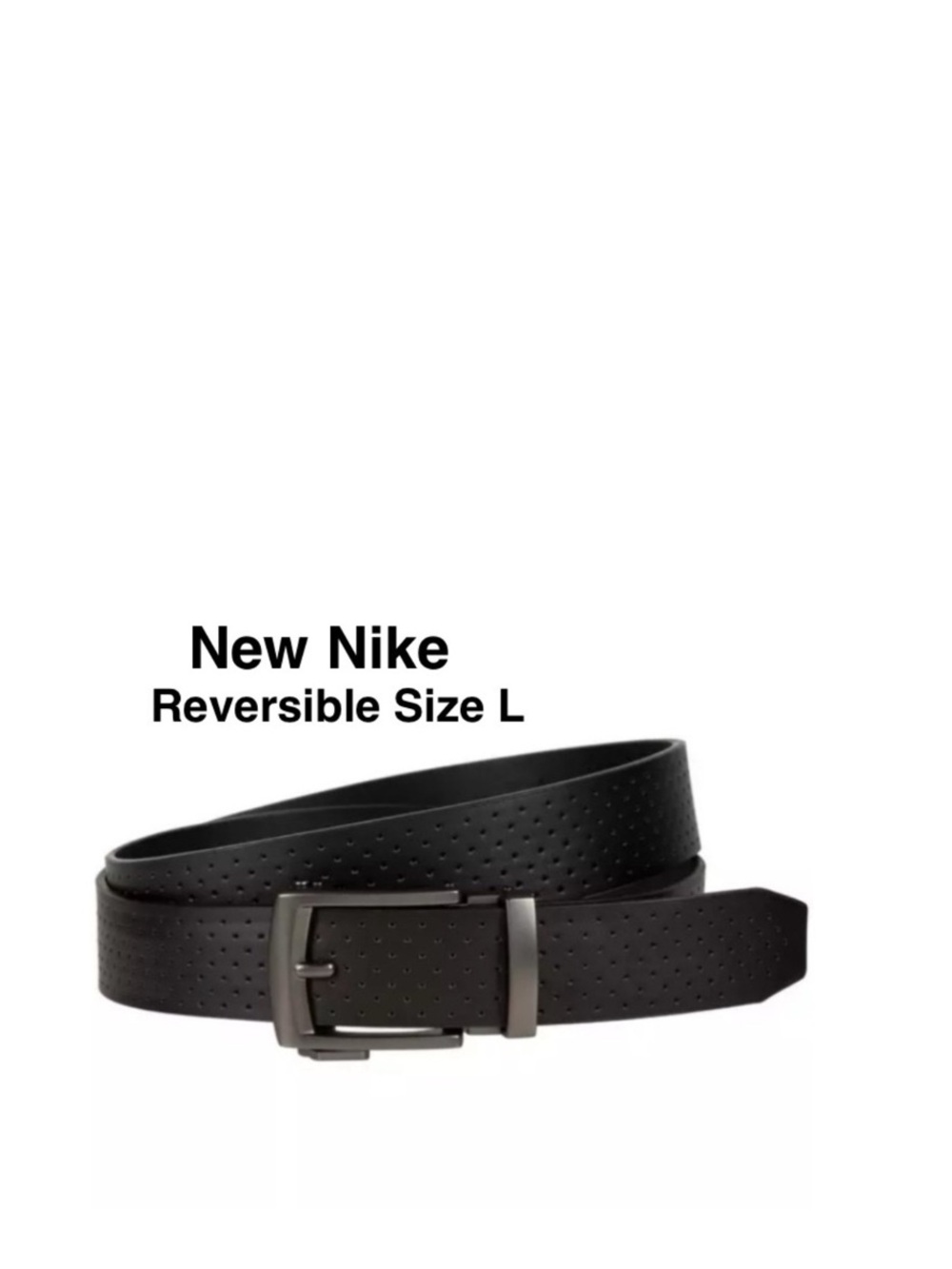 New Nike Ultralight Perforated Reversible Golf Belt Size L black /grey with tags